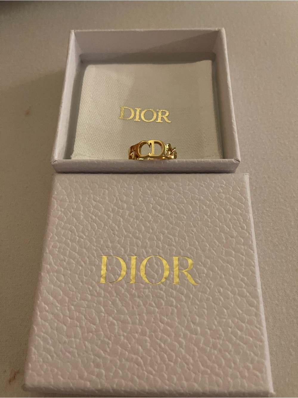 Dior Gold CD Chain Link Ring